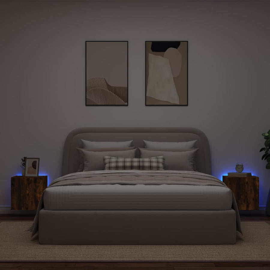 Tv-Wandmeubelen Met Led 2 St 40,5X35X40 Cm Gerookt Eikenkleurig