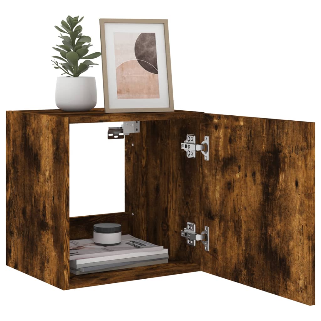 Tv-Wandmeubelen Met Led 2 St 40,5X35X40 Cm Gerookt Eikenkleurig