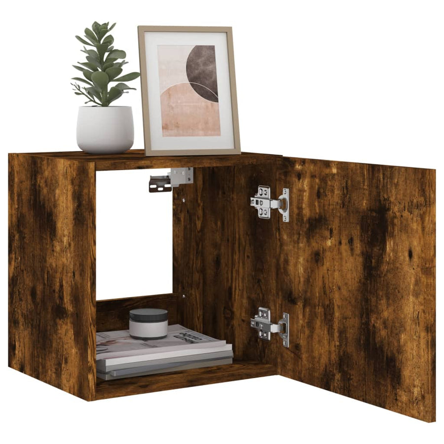 Tv-Wandmeubelen Met Led 2 St 40,5X35X40 Cm Gerookt Eikenkleurig