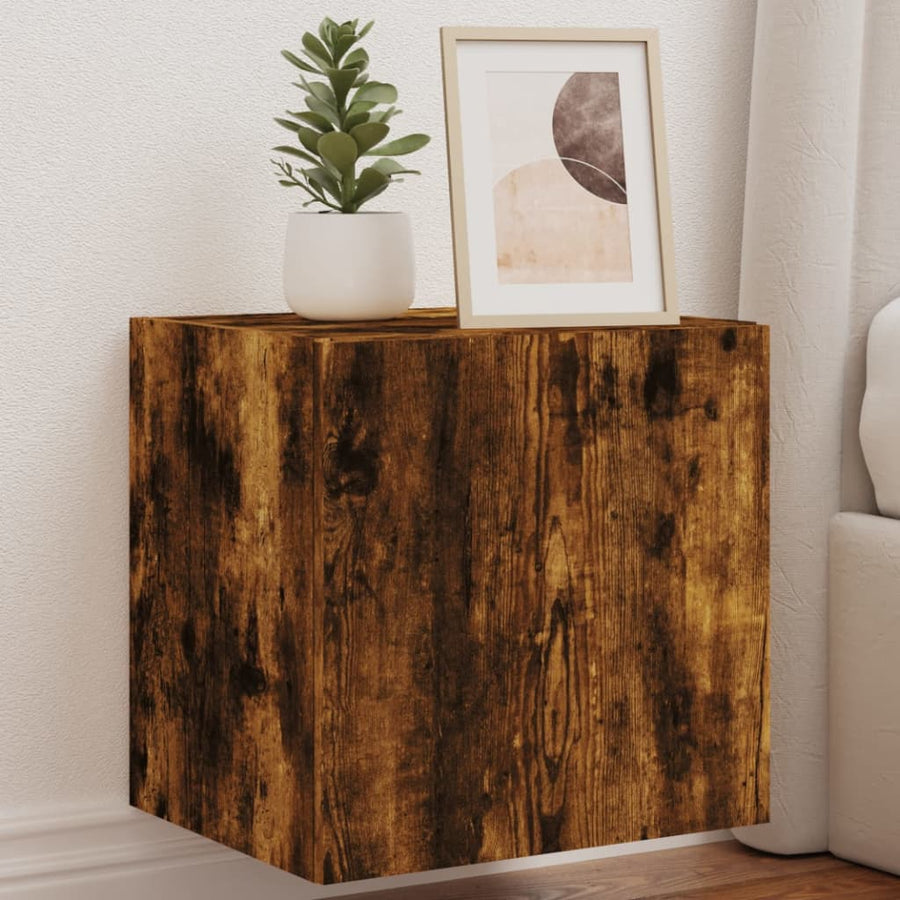 Tv-Wandmeubelen Met Led 2 St 40,5X35X40 Cm Gerookt Eikenkleurig