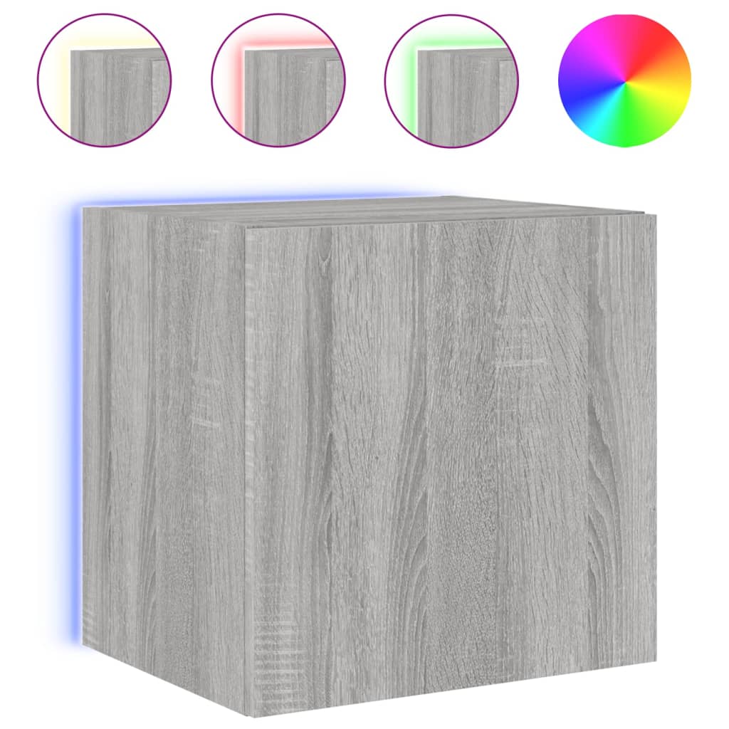 Tv-Wandmeubel Met Led-Verlichting 40,5X35X40 Cm Grijs Sonoma
