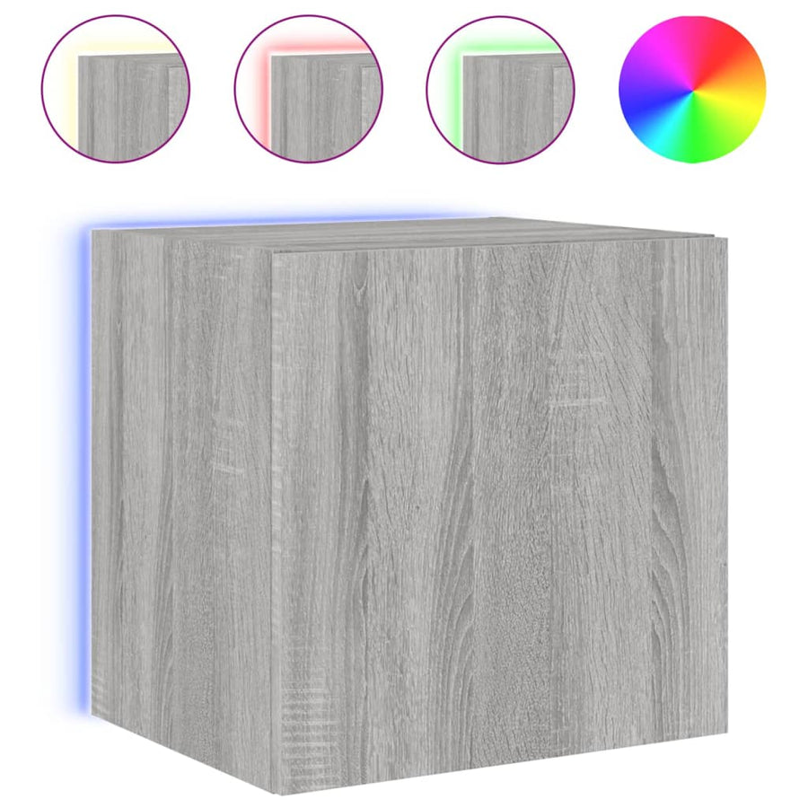 Tv-Wandmeubel Met Led-Verlichting 40,5X35X40 Cm Grijs Sonoma