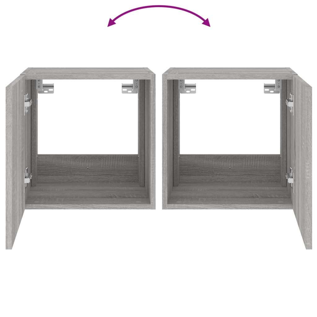 Tv-Wandmeubel Met Led-Verlichting 40,5X35X40 Cm Grijs Sonoma