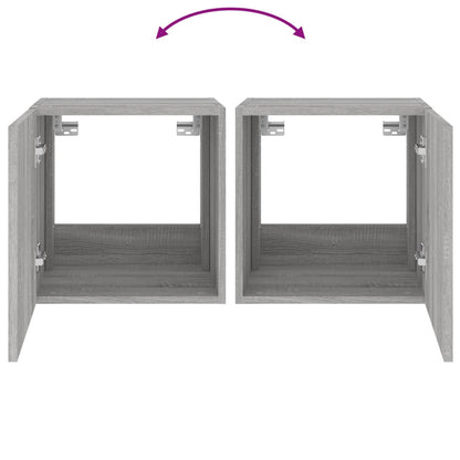Tv-Wandmeubel Met Led-Verlichting 40,5X35X40 Cm Grijs Sonoma