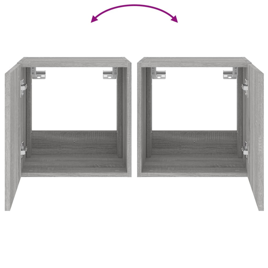 Tv-Wandmeubel Met Led-Verlichting 40,5X35X40 Cm Grijs Sonoma