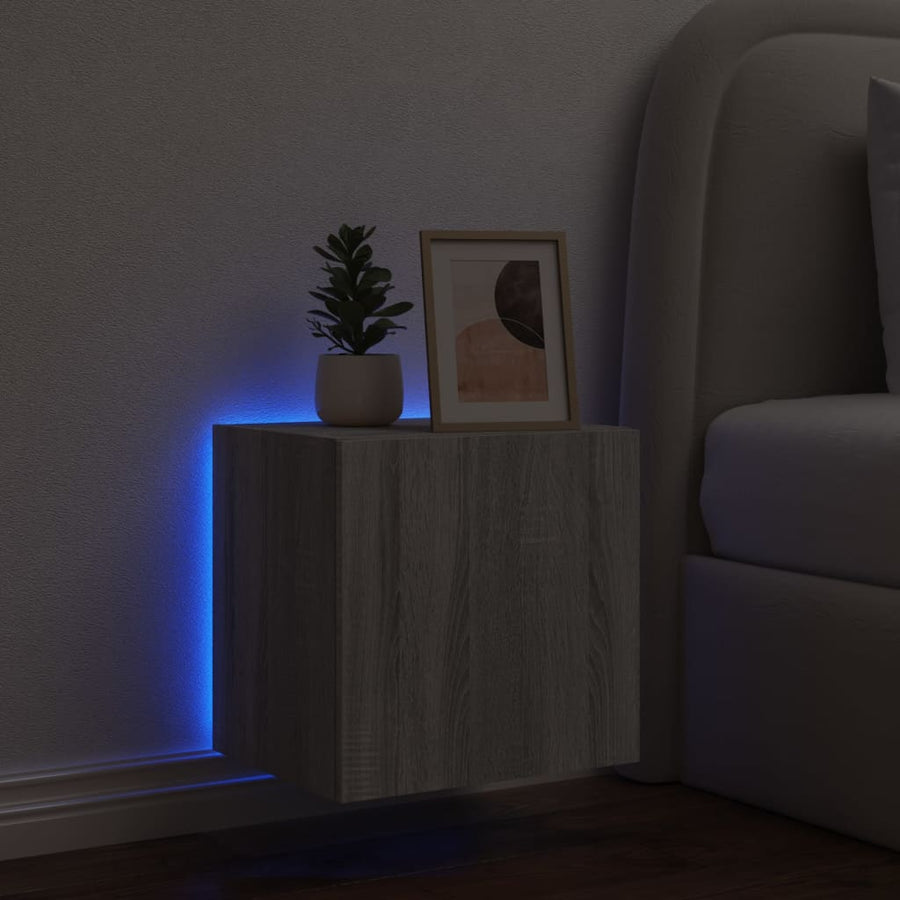 Tv-Wandmeubel Met Led-Verlichting 40,5X35X40 Cm Grijs Sonoma