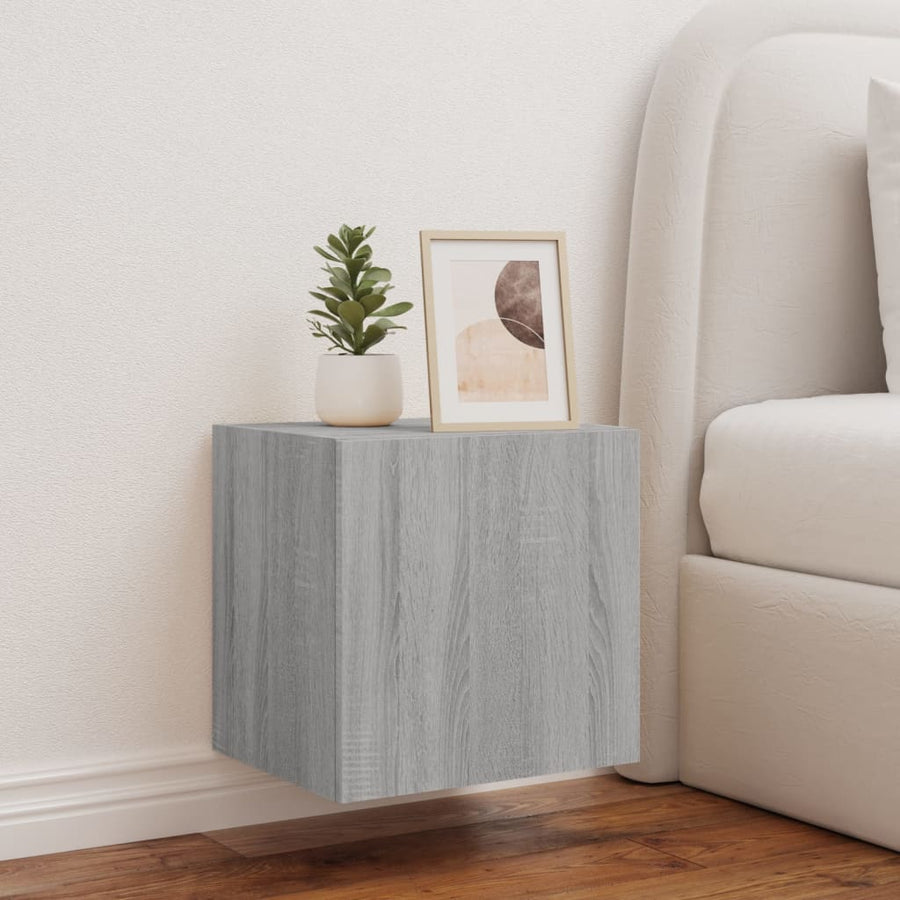 Tv-Wandmeubel Met Led-Verlichting 40,5X35X40 Cm Grijs Sonoma
