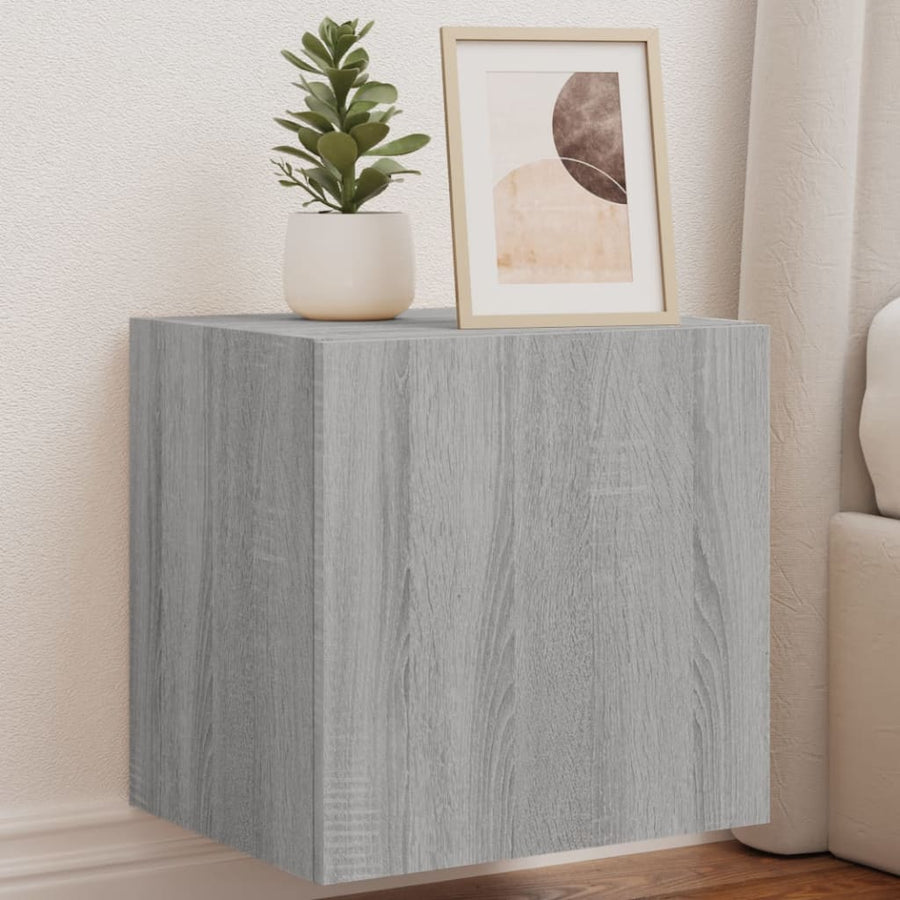 Tv-Wandmeubel Met Led-Verlichting 40,5X35X40 Cm Grijs Sonoma