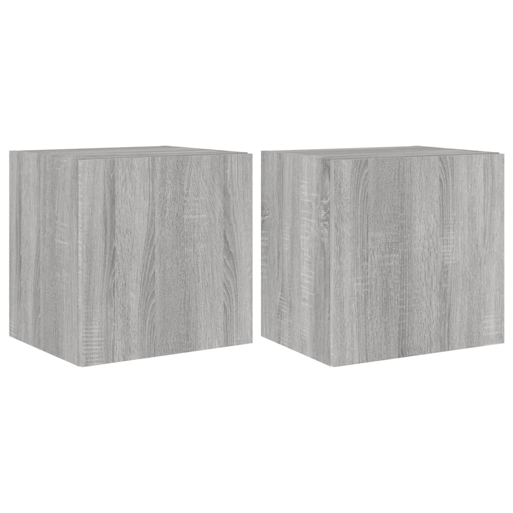 Tv-Wandmeubelen Met Led 2 St 40,5X35X40 Cm Grijs Sonoma Eiken