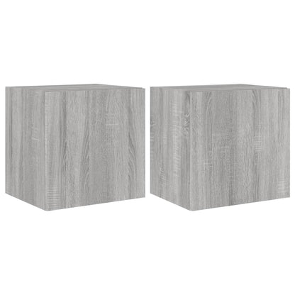 Tv-Wandmeubelen Met Led 2 St 40,5X35X40 Cm Grijs Sonoma Eiken