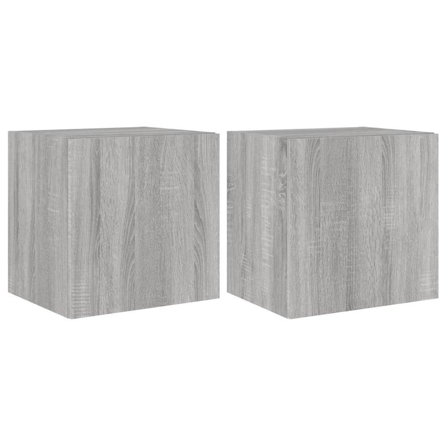 Tv-Wandmeubelen Met Led 2 St 40,5X35X40 Cm Grijs Sonoma Eiken