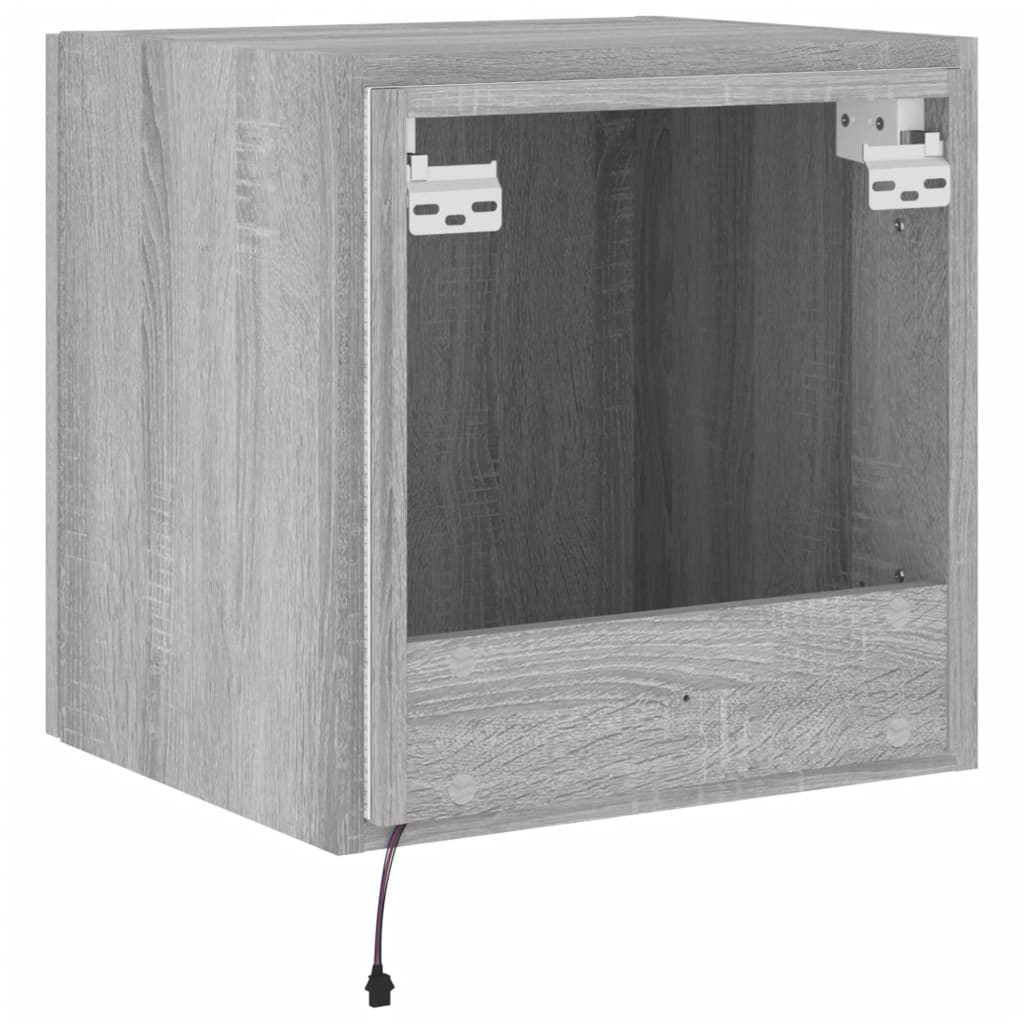 Tv-Wandmeubelen Met Led 2 St 40,5X35X40 Cm Grijs Sonoma Eiken