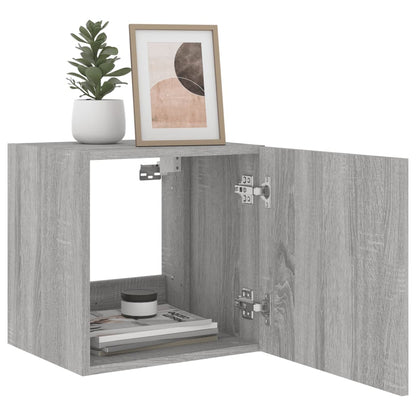 Tv-Wandmeubelen Met Led 2 St 40,5X35X40 Cm Grijs Sonoma Eiken