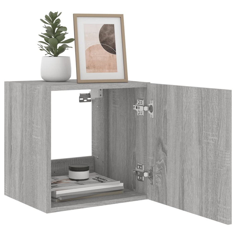 Tv-Wandmeubelen Met Led 2 St 40,5X35X40 Cm Grijs Sonoma Eiken