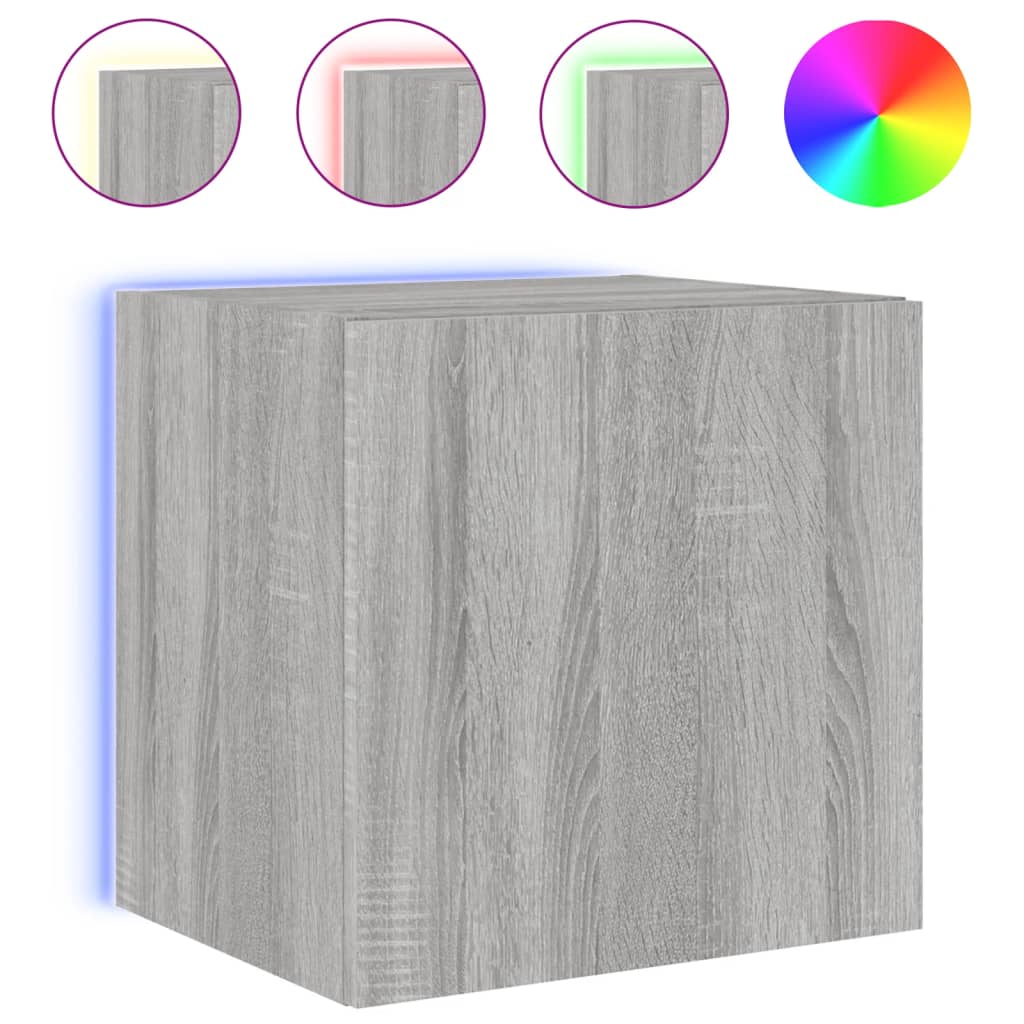 Tv-Wandmeubelen Met Led 2 St 40,5X35X40 Cm Grijs Sonoma Eiken