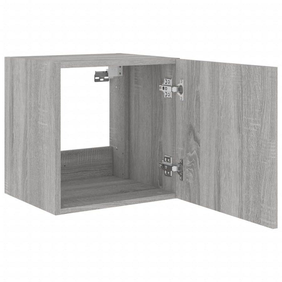 Tv-Wandmeubelen Met Led 2 St 40,5X35X40 Cm Grijs Sonoma Eiken