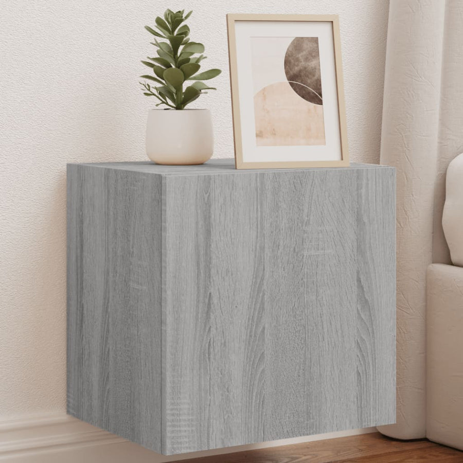 Tv-Wandmeubelen Met Led 2 St 40,5X35X40 Cm Grijs Sonoma Eiken