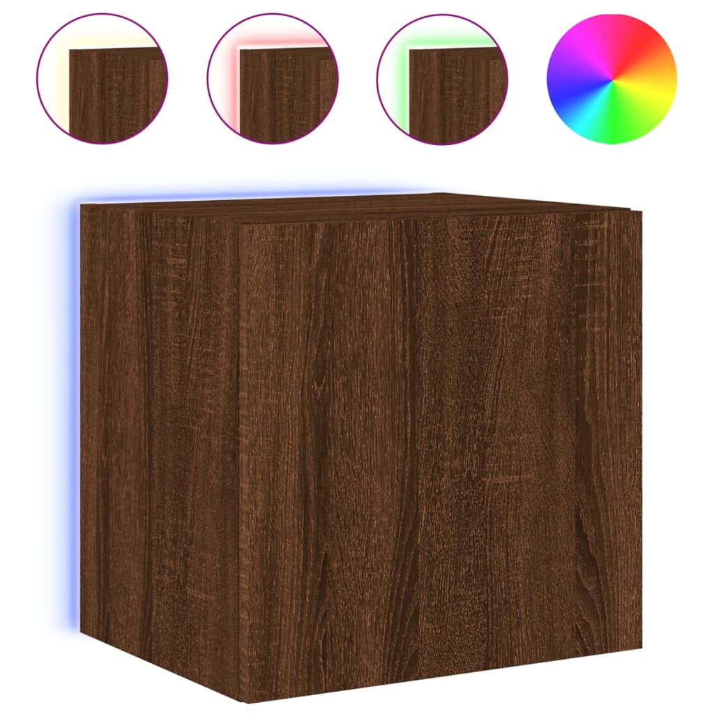 Tv-Wandmeubel Met Led-Verlichting 40,5X35X40 Cm Bruineikenkleur
