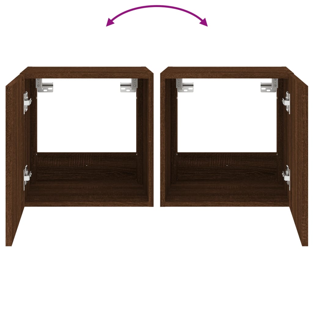 Tv-Wandmeubel Met Led-Verlichting 40,5X35X40 Cm Bruineikenkleur