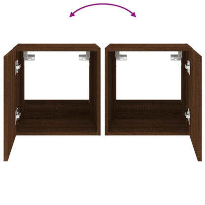 Tv-Wandmeubel Met Led-Verlichting 40,5X35X40 Cm Bruineikenkleur