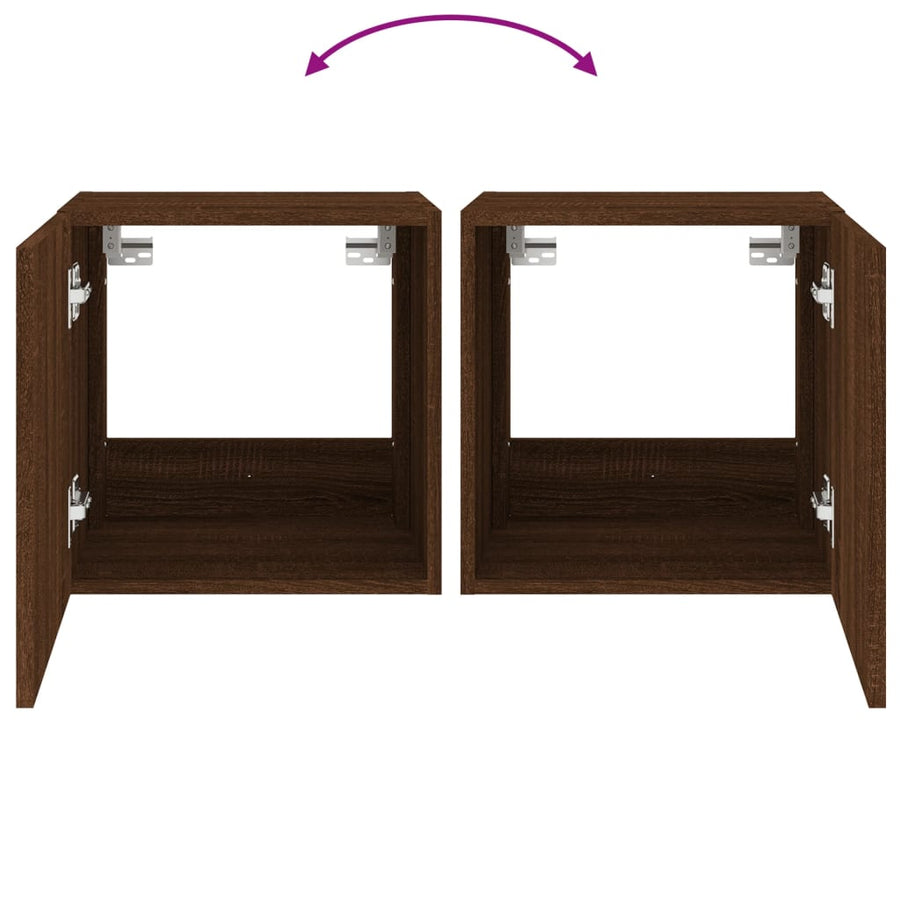 Tv-Wandmeubel Met Led-Verlichting 40,5X35X40 Cm Bruineikenkleur