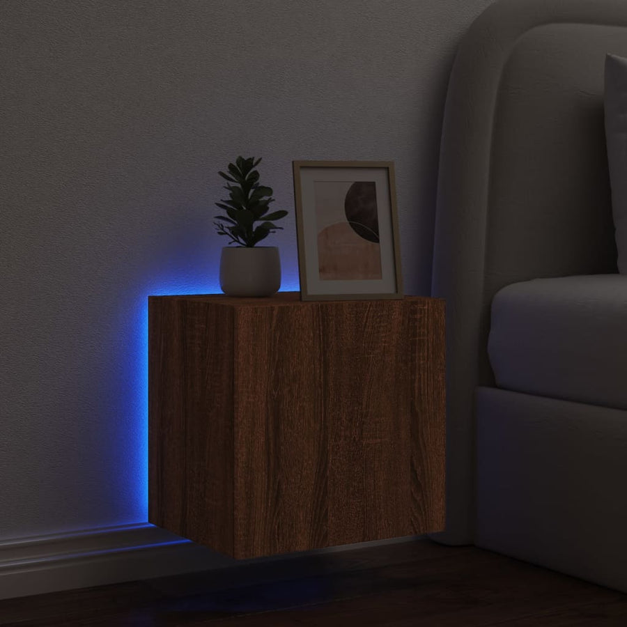 Tv-Wandmeubel Met Led-Verlichting 40,5X35X40 Cm Bruineikenkleur