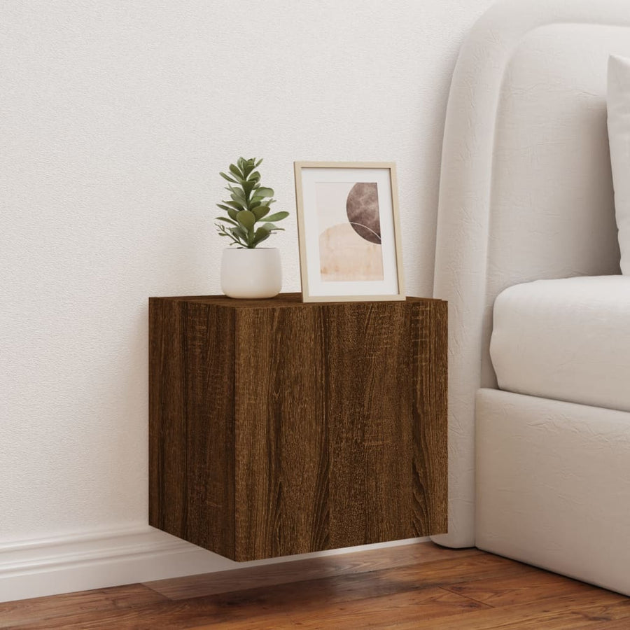 Tv-Wandmeubel Met Led-Verlichting 40,5X35X40 Cm Bruineikenkleur