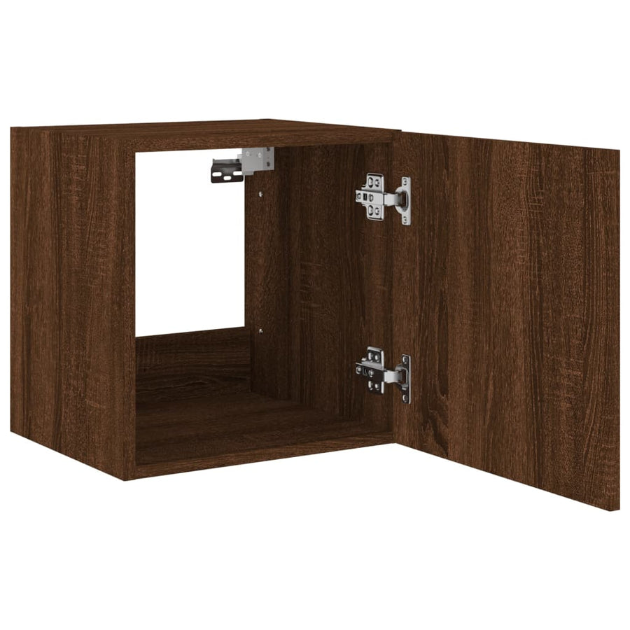 Tv-Wandmeubel Met Led-Verlichting 40,5X35X40 Cm Bruineikenkleur