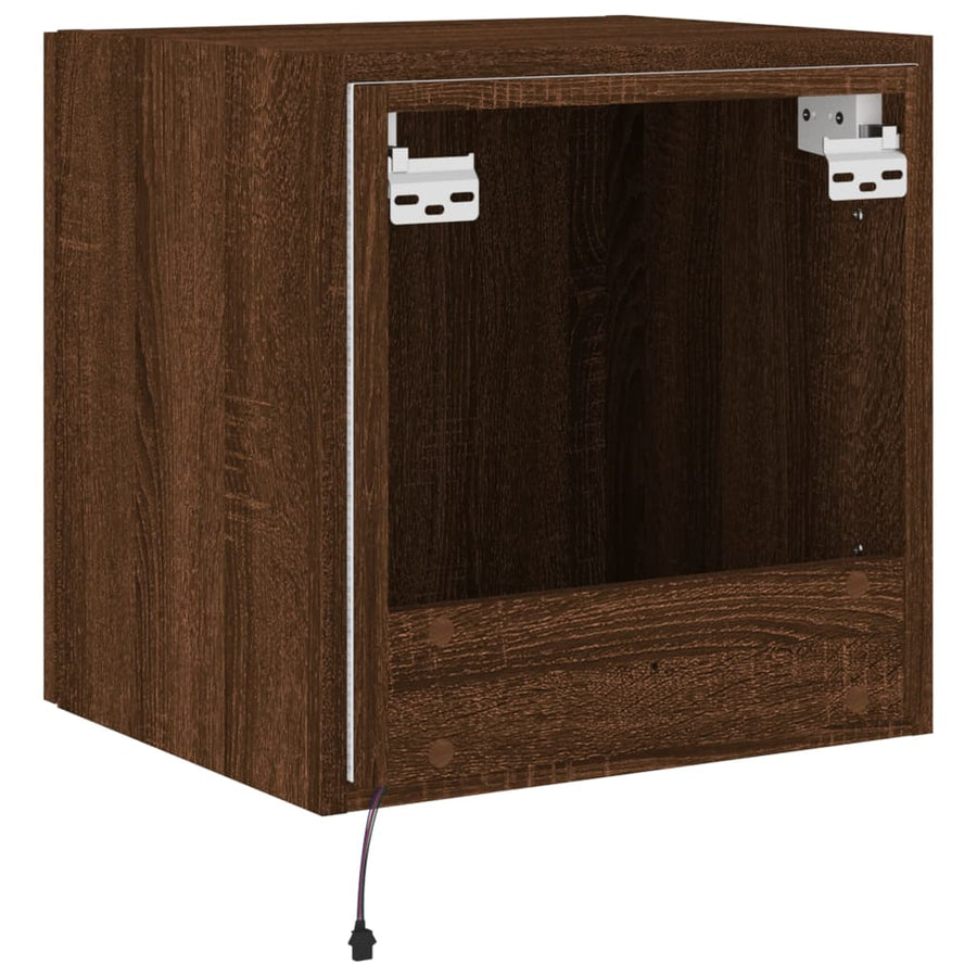 Tv-Wandmeubel Met Led-Verlichting 40,5X35X40 Cm Bruineikenkleur