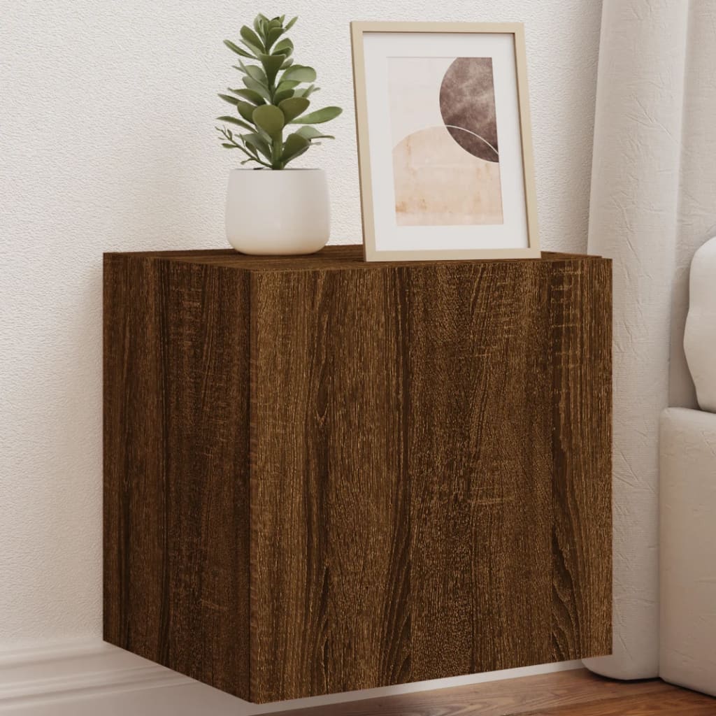 Tv-Wandmeubel Met Led-Verlichting 40,5X35X40 Cm Bruineikenkleur