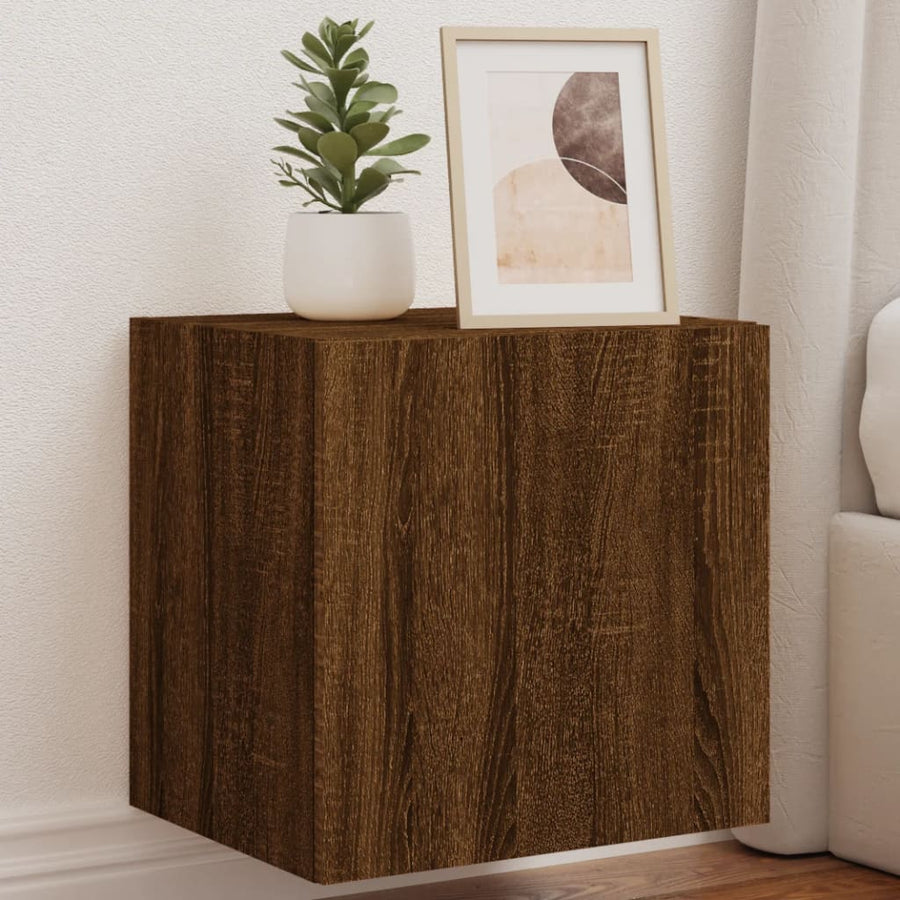 Tv-Wandmeubel Met Led-Verlichting 40,5X35X40 Cm Bruineikenkleur