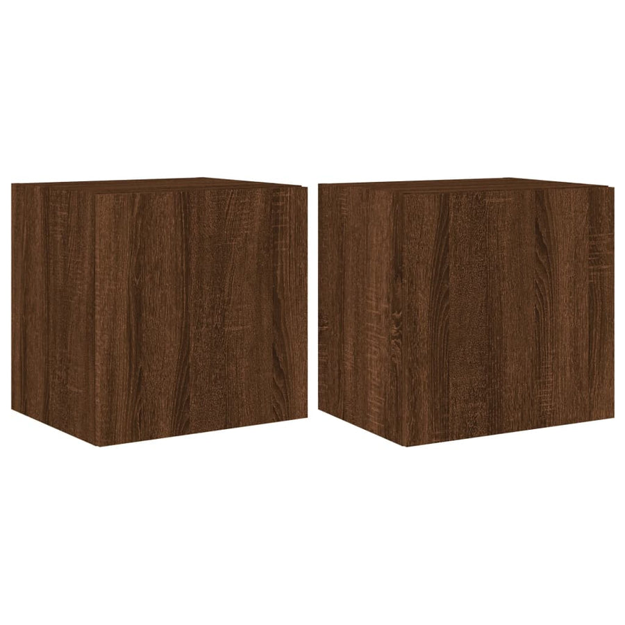 Tv-Wandmeubelen Met Led 2 St 40,5X35X40 Cm Bruineikenkleurig