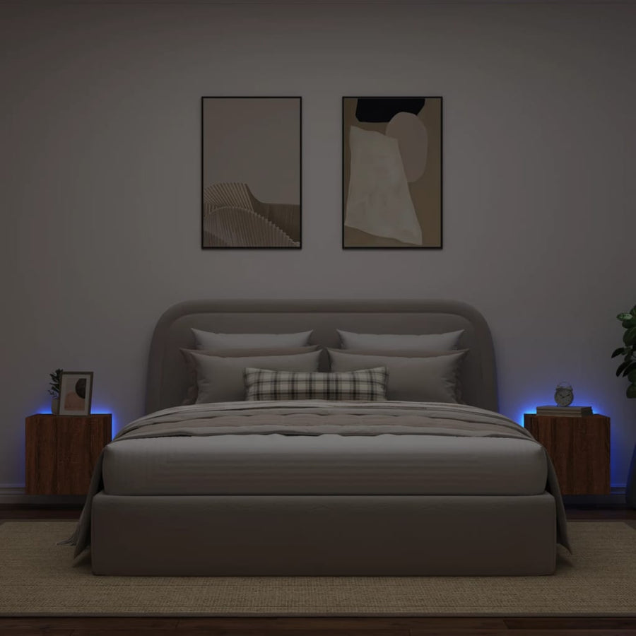 Tv-Wandmeubelen Met Led 2 St 40,5X35X40 Cm Bruineikenkleurig