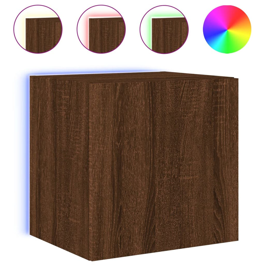Tv-Wandmeubelen Met Led 2 St 40,5X35X40 Cm Bruineikenkleurig