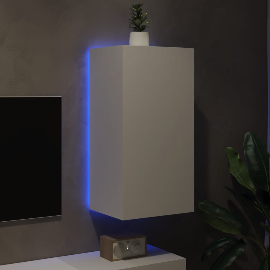 Tv-Wandmeubel Met Led-Verlichting 40,5X35X80 Cm Wit