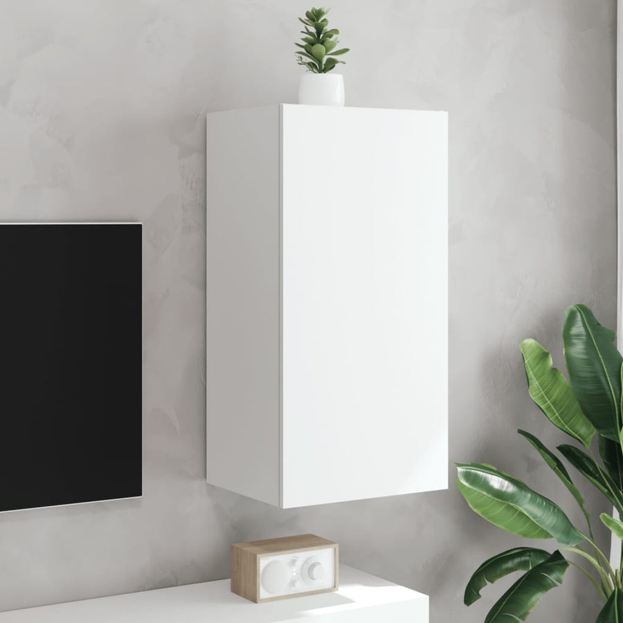 Tv-Wandmeubel Met Led-Verlichting 40,5X35X80 Cm Wit