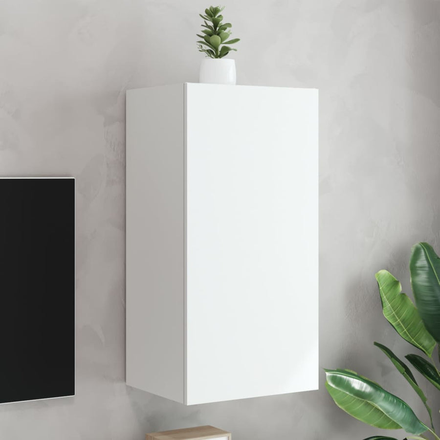 Tv-Wandmeubel Met Led-Verlichting 40,5X35X80 Cm Wit
