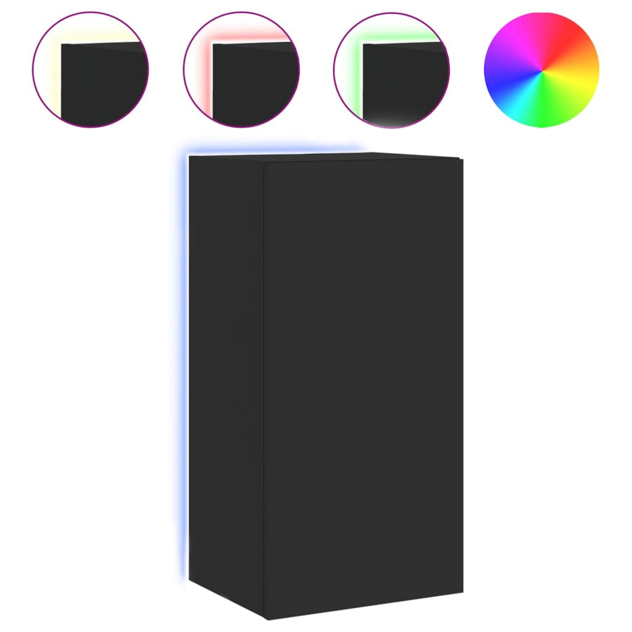Tv-Wandmeubel Met Led-Verlichting 40,5X35X80 Cm Zwart
