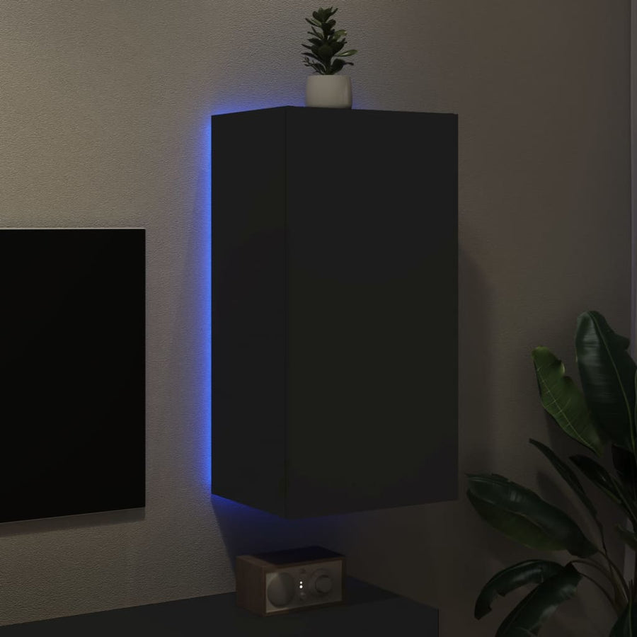 Tv-Wandmeubel Met Led-Verlichting 40,5X35X80 Cm Zwart