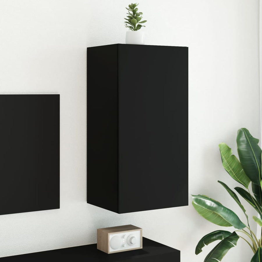 Tv-Wandmeubel Met Led-Verlichting 40,5X35X80 Cm Zwart