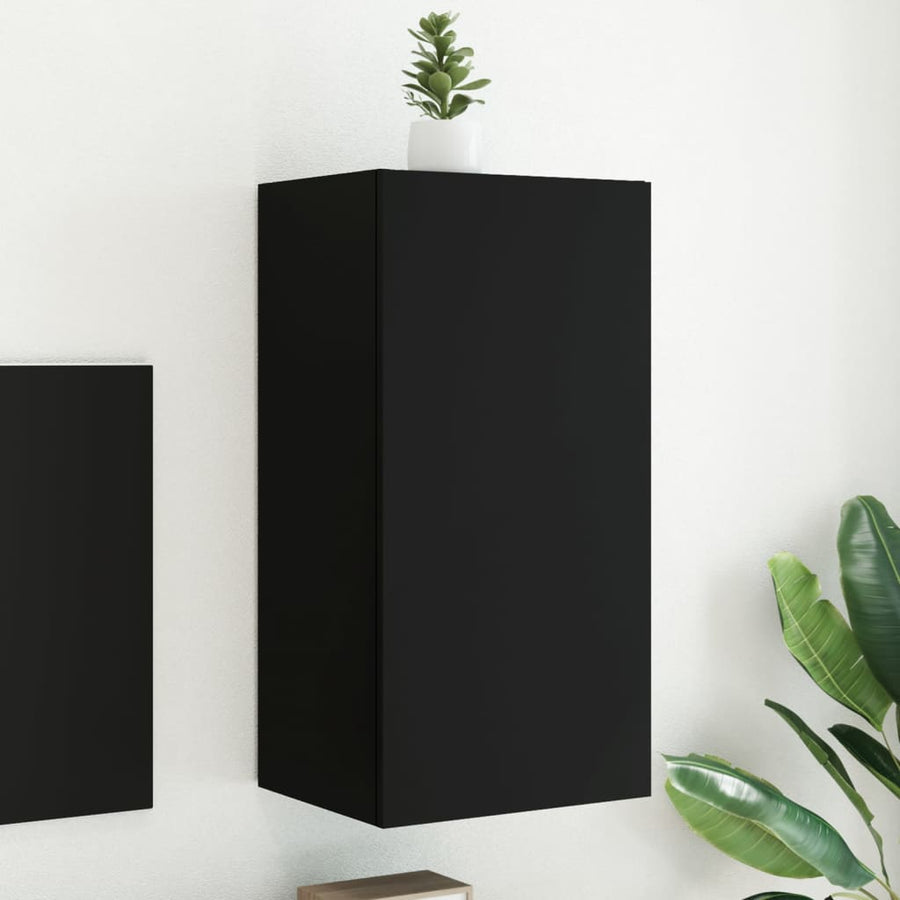 Tv-Wandmeubel Met Led-Verlichting 40,5X35X80 Cm Zwart