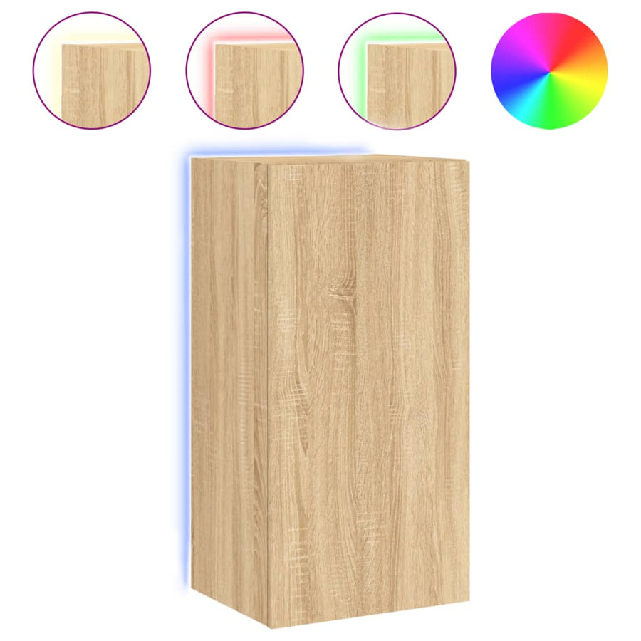 Tv-Wandmeubel Met Led-Verlichting 40,5X35X80 Cm Sonoma Eiken
