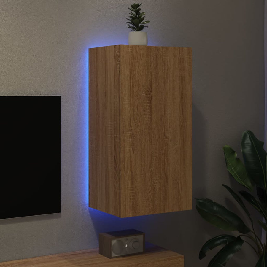 Tv-Wandmeubel Met Led-Verlichting 40,5X35X80 Cm Sonoma Eiken
