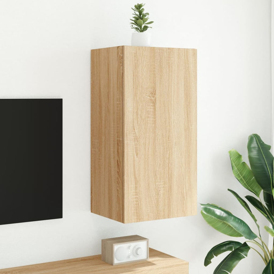Tv-Wandmeubel Met Led-Verlichting 40,5X35X80 Cm Sonoma Eiken