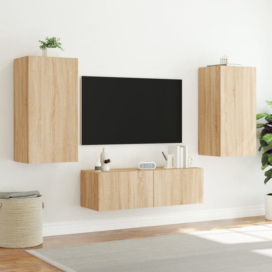 Tv-Wandmeubel Met Led-Verlichting 40,5X35X80 Cm Sonoma Eiken