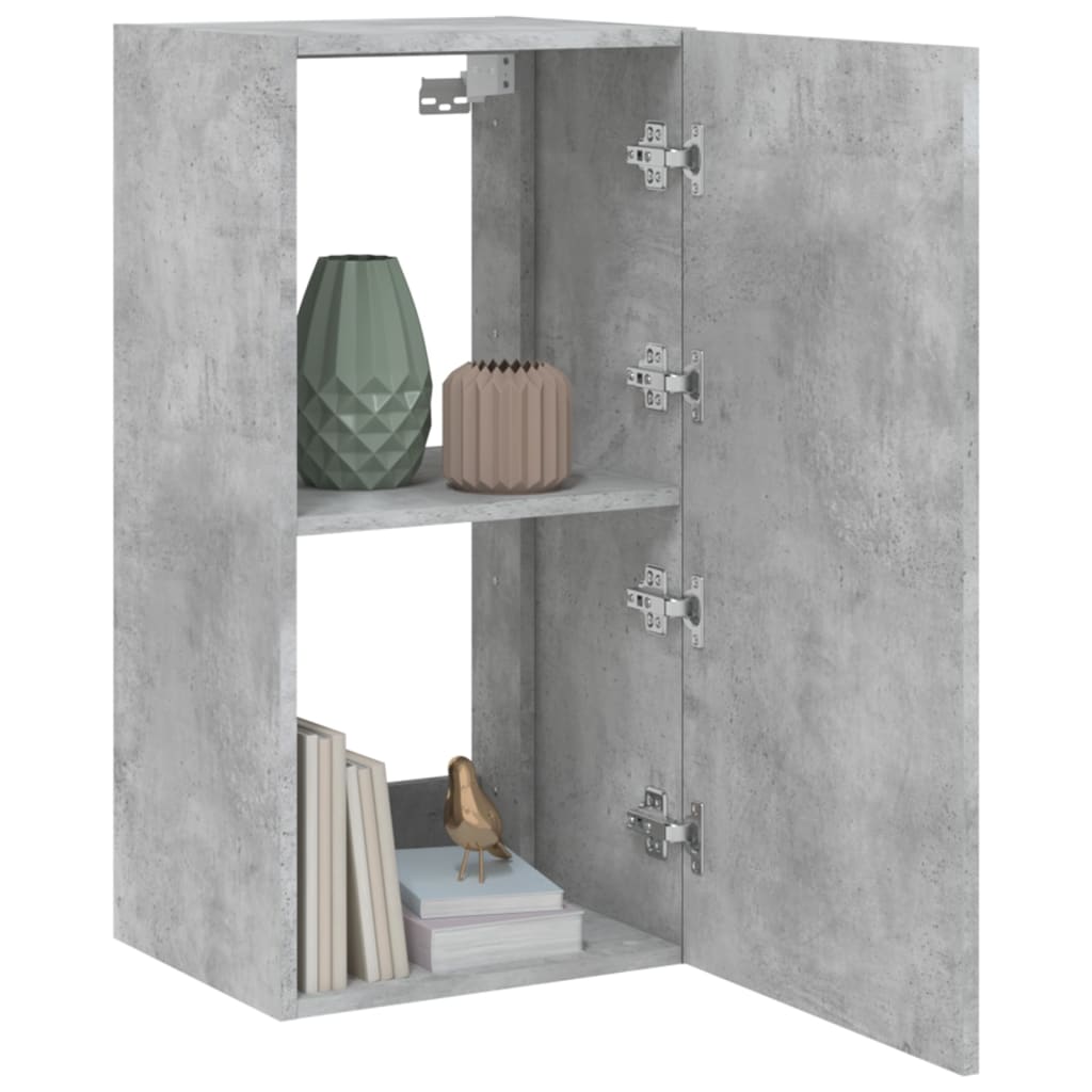 Tv-Wandmeubel Met Led-Verlichting 40,5X35X80 Cm Betongrijs