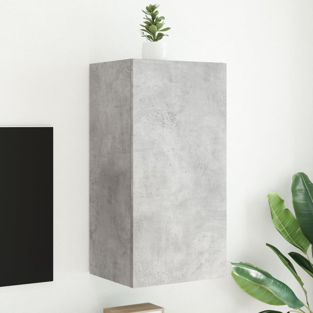 Tv-Wandmeubel Met Led-Verlichting 40,5X35X80 Cm Betongrijs