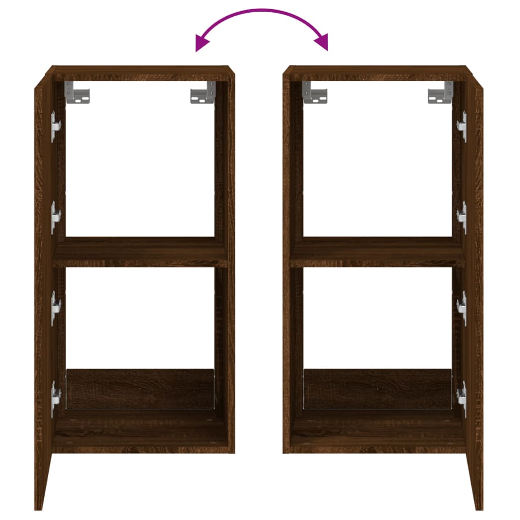 Tv-Wandmeubel Met Led-Verlichting 40,5X35X80 Cm Bruineikenkleur