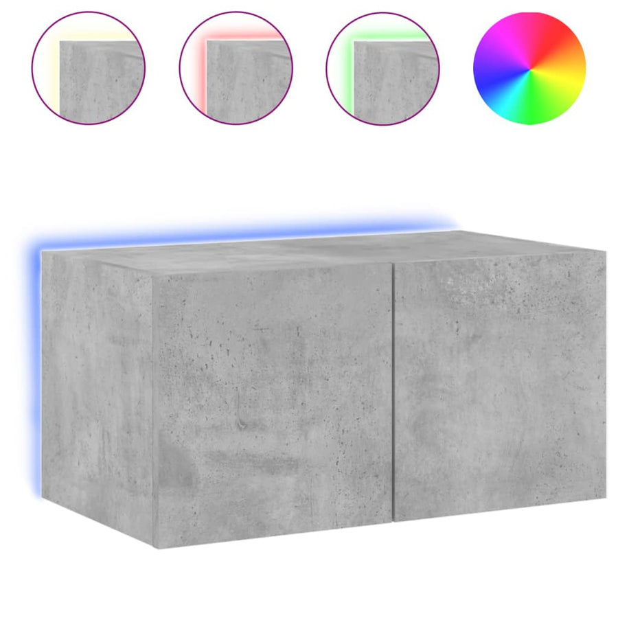 Tv-Wandmeubel Met Led-Verlichting 60X35X31 Cm Betongrijs