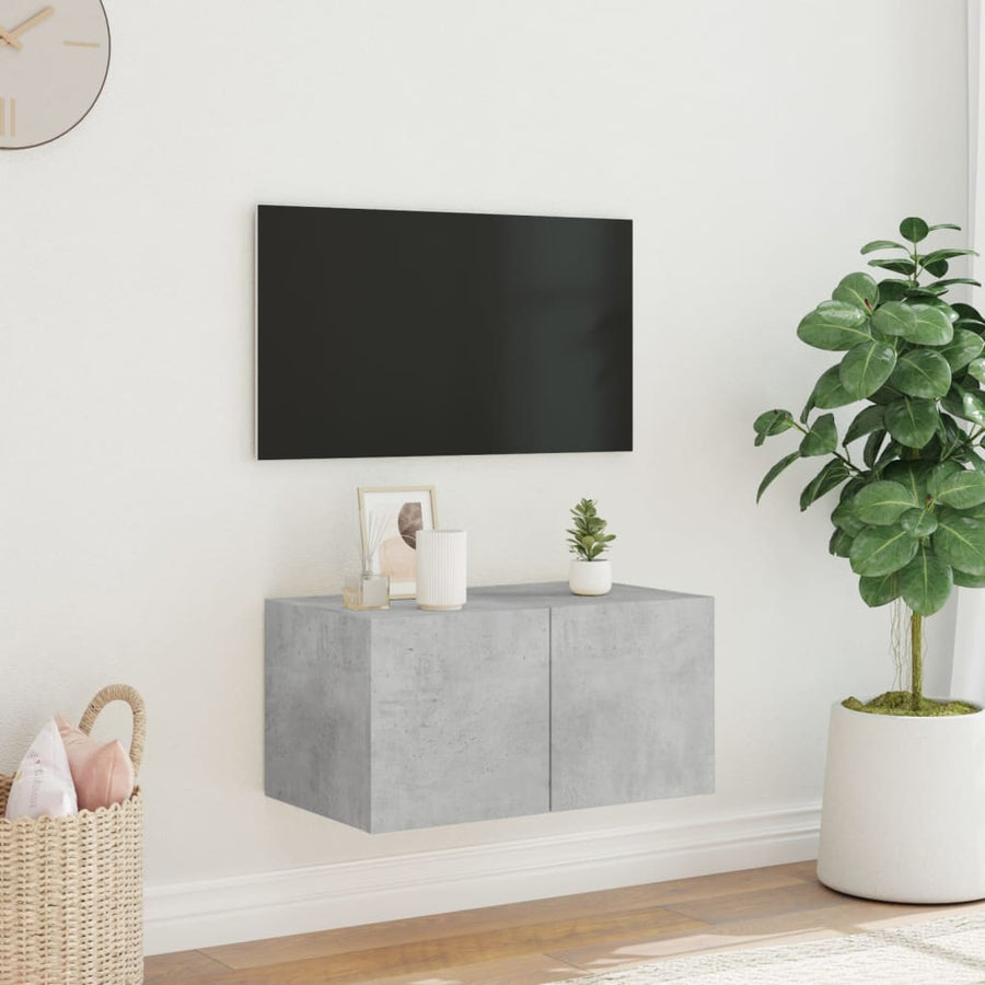 Tv-Wandmeubel Met Led-Verlichting 60X35X31 Cm Betongrijs